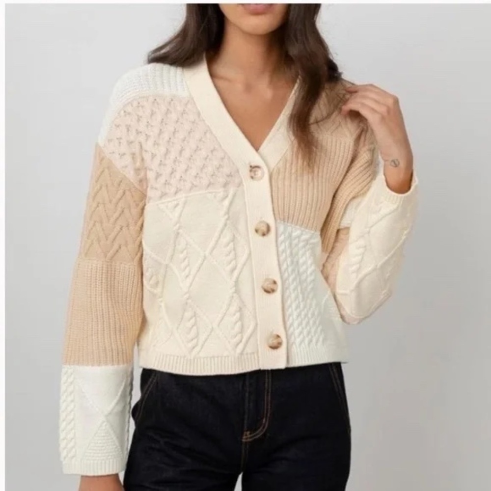 Rails Reese Cream Patchwork Cardigan | S